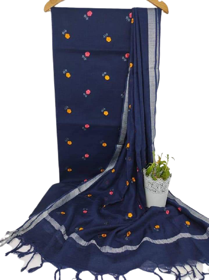 Cotton linen embroidery suit Silk ZONE