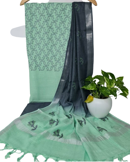 Cotton linen embroidery suit SILK ZONE