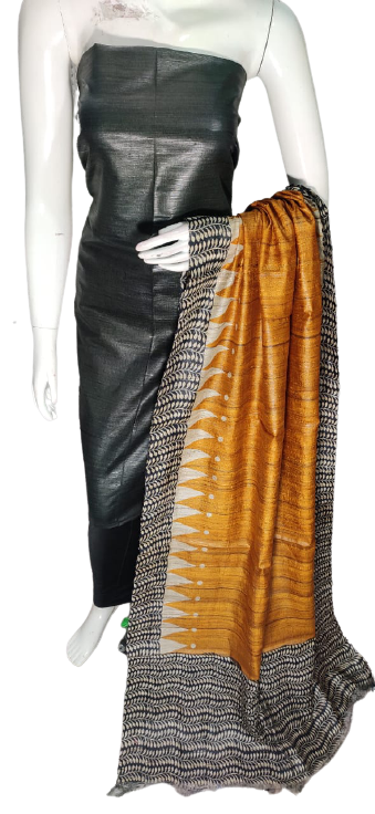 Pure tussar ghicha silk suit silk ZONE