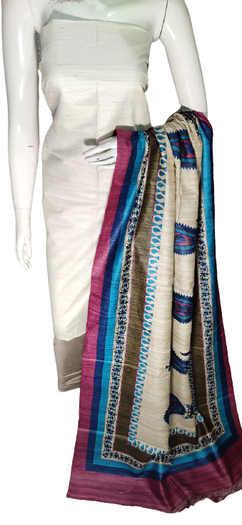 Pure tussar ghicha silk suit silk zone