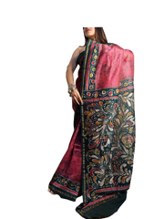 Chanderi cotton hand block bangro print saree SILK ZONE