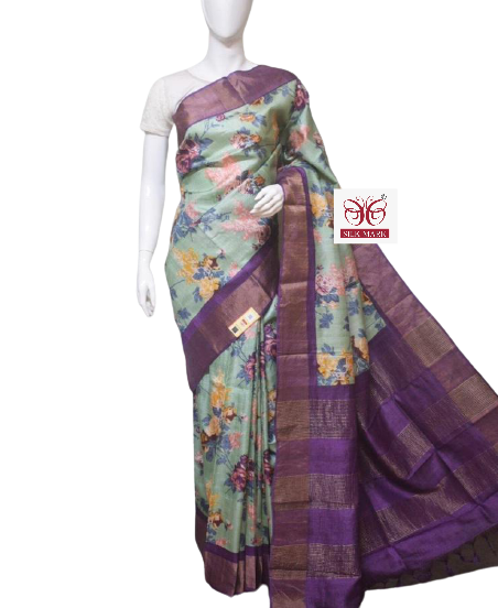 Pure Tussar Silk print saree