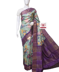Pure Tussar Silk print saree