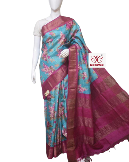 Pure Tussar Silk print saree