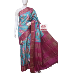 Pure Tussar Silk print saree
