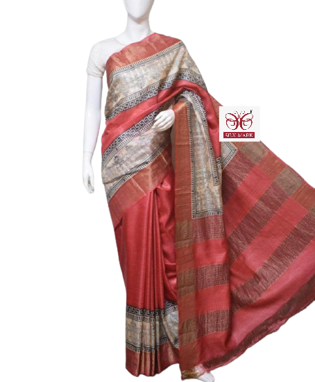 Pure Tussar Silk print saree