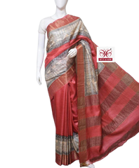 Pure Tussar Silk print saree