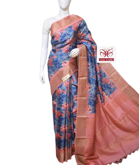 Pure Tussar Silk print saree