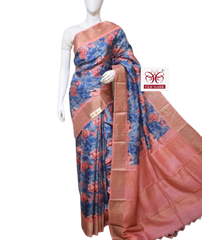 Pure Tussar Silk print saree