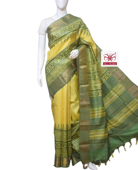 Pure Tussar Silk print saree