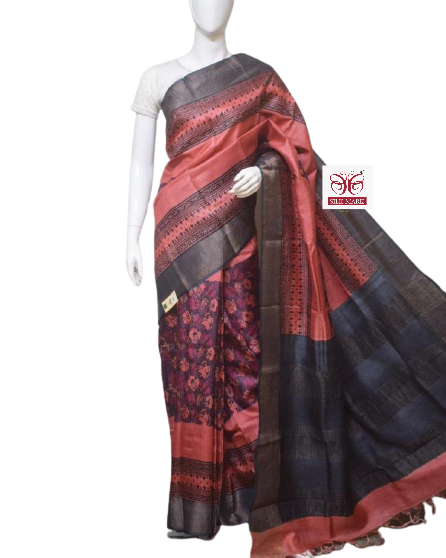 Pure Tussar Silk print saree
