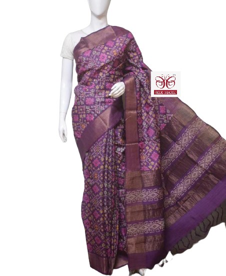 Pure Tussar Silk print saree