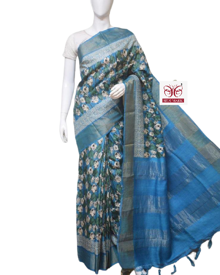 Pure Tussar Silk print saree