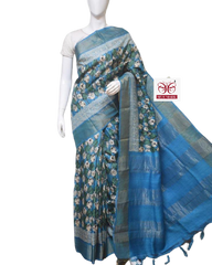 Pure Tussar Silk print saree