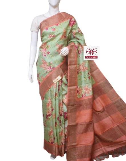 Pure Tussar Silk print saree