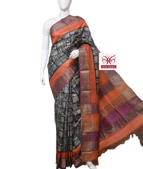 Pure Tussar Silk print saree