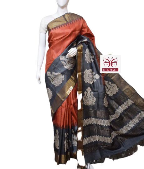 Pure Tussar Silk print saree