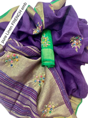 Pure linen handwork saree SILK ZONE