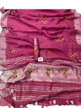 Pure linen handwork saree SILK ZONE