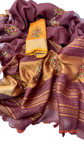 Pure linen handwork saree SILK ZONE