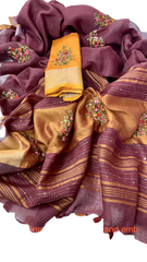 Pure linen handwork saree SILK ZONE