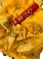 Pure linen handwork saree SILK ZONE