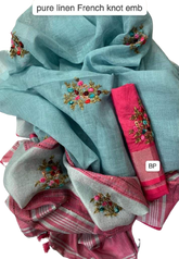 Pure linen handwork saree SILK ZONE