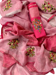 Pure linen handwork saree SILK ZONE