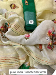 Pure linen handwork saree SILK ZONE