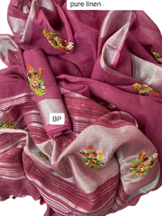 Pure linen handwork saree SILK ZONE