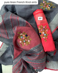 Pure linen handwork saree SILK ZONE