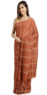 Semi tussar munga silk stripe saree SILK ZONE