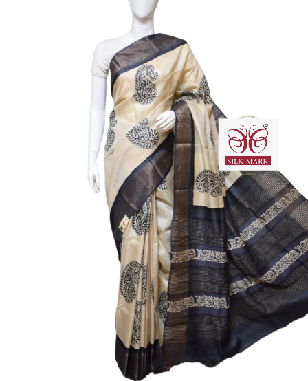 Pure Tussar Silk print saree
