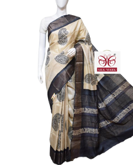 Pure Tussar Silk print saree