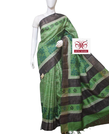 Pure Tussar Silk print saree