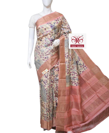 Pure Tussar Silk print saree