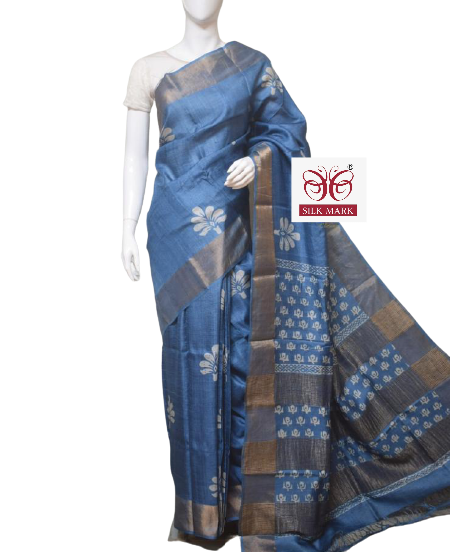Pure Tussar Silk print saree