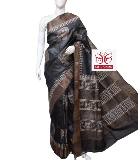 Pure Tussar Silk print saree