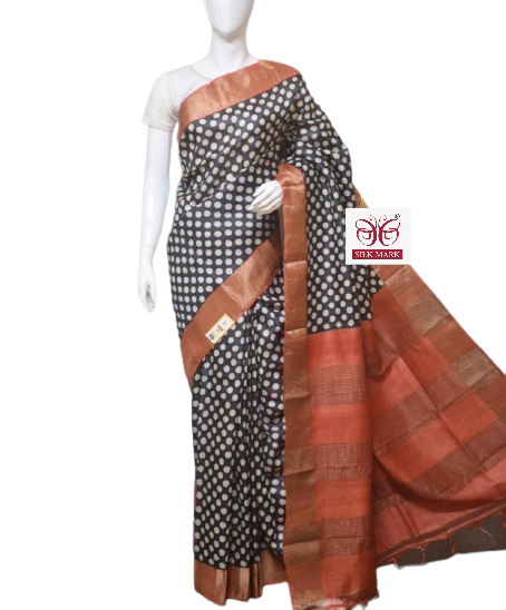 Pure Tussar Silk print saree
