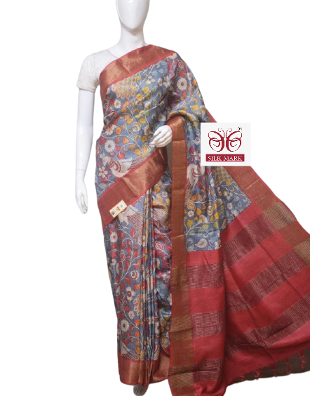 Pure Tussar Silk print saree
