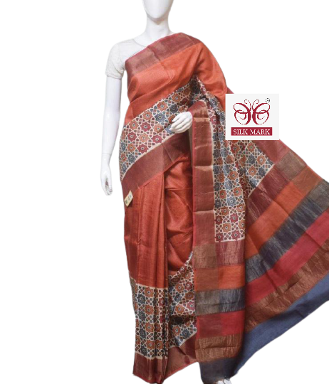 Pure Tussar Silk print saree