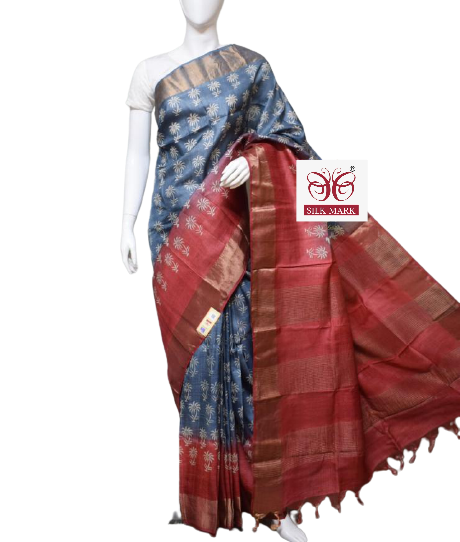 Pure Tussar Silk print saree