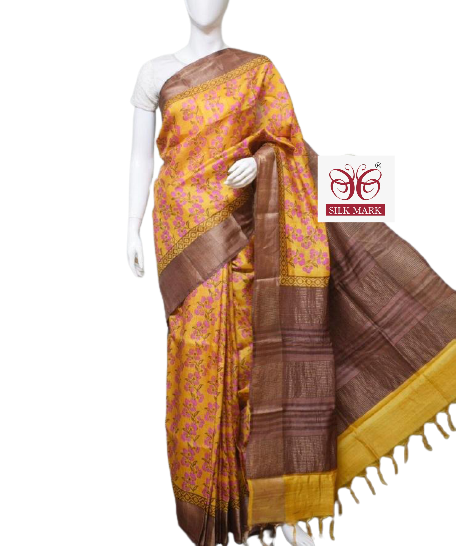 Pure Tussar Silk print saree