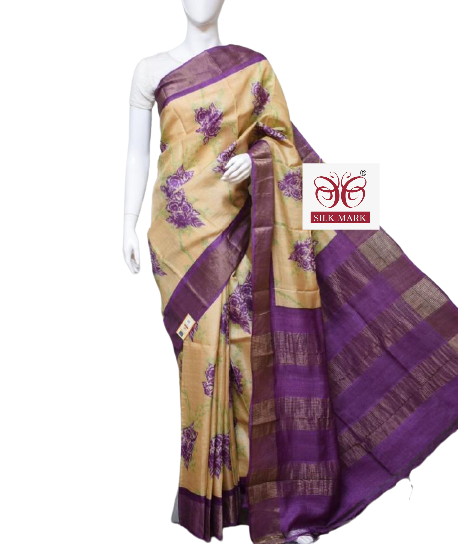 Pure Tussar Silk print saree