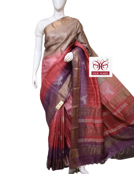 Pure Tussar Silk print saree