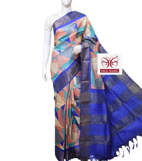 Pure Tussar Silk print saree