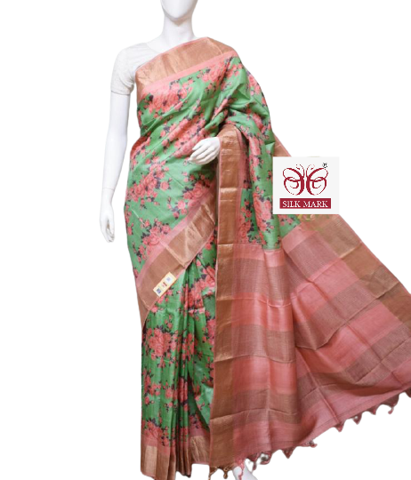 Pure Tussar Silk print saree
