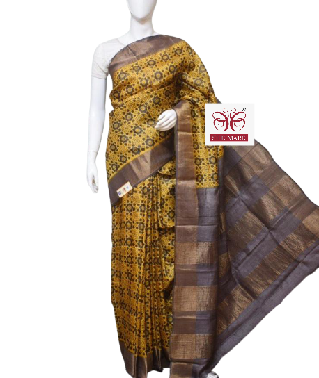 Pure Tussar Silk print saree