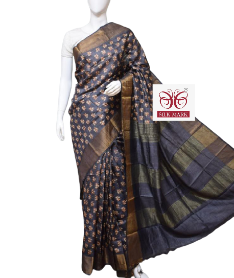 Pure Tussar Silk print saree