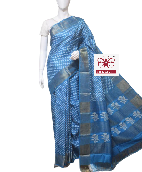 Pure Tussar Silk print saree